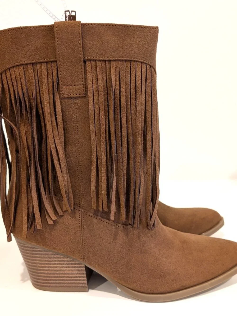 Report Dusk Women Fringe Western Boots Size 8 Brown Suede MidCalf Heel Boot New